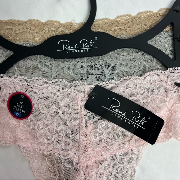 RENE ROFE Women’s Panties Size XL Pkg of 3 Lace Thongs Multi Colors - Picture 3 of 5